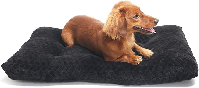 30 inch Dog Crate Bed Washable Extra Soft Dog Beds for Medium Dogs with Anti-Slip Bottom fit Crates,Deluxe Anti Anxiety Sleeping Pillow fit 30 x 19 Kennel or Cage Puppy Pad,Black