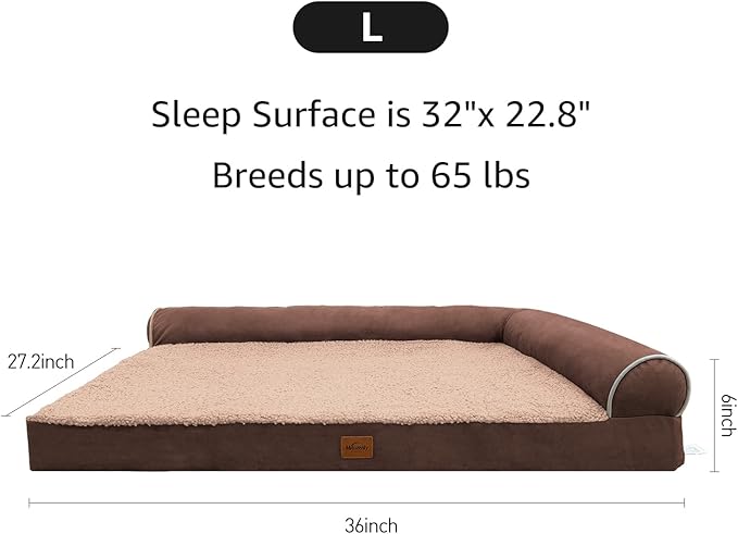 Orthopedic Dog Bed for Large Dogs Removable Bolsters & Washable Cover 65 lbs