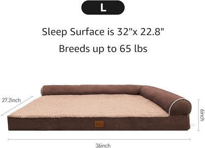 Orthopedic Dog Bed for Large Dogs Removable Bolsters & Washable Cover 65 lbs