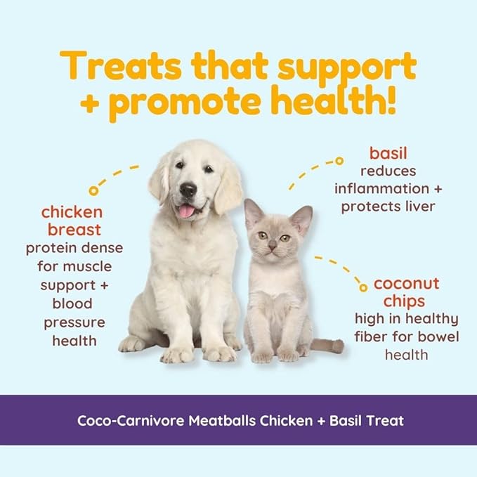 CocoTherapy 3 Pack of Coco-Canivore Meatballs Dog Treats, Chicken