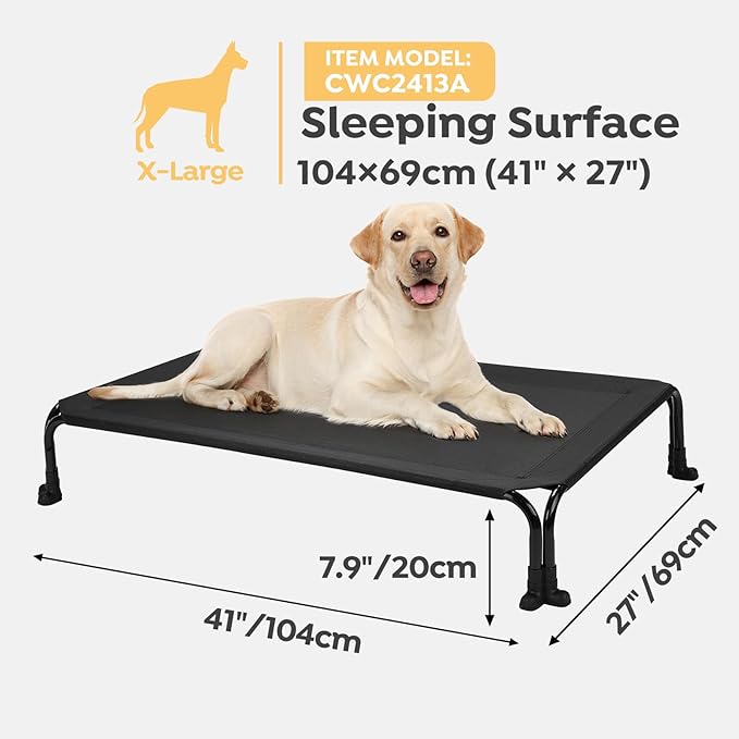 Veehoo Elevated Dog Bed 41" x 27", Black