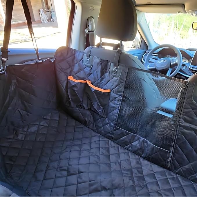 Dog Car Seat Covers for Back Seat Waterproof with Mesh Window Durable Scratchproof Nonslip Dog Car Hammock with Universal Size seat Protector Fits for Cars
