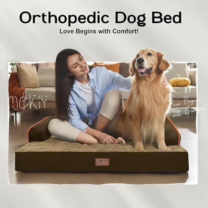 Orthopedic Large Dog Bed Washable: Brown Large Size Dog Beds with Removable Washable Cover