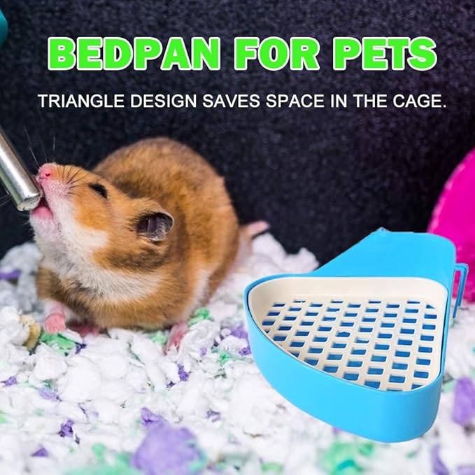 Hamster Pet Corner Toilet Litter Trays Cat Rabbit Clean Indoor Pet Potty Tray for Small Animal Guinea Pig Galesaur Ferret (Blue)