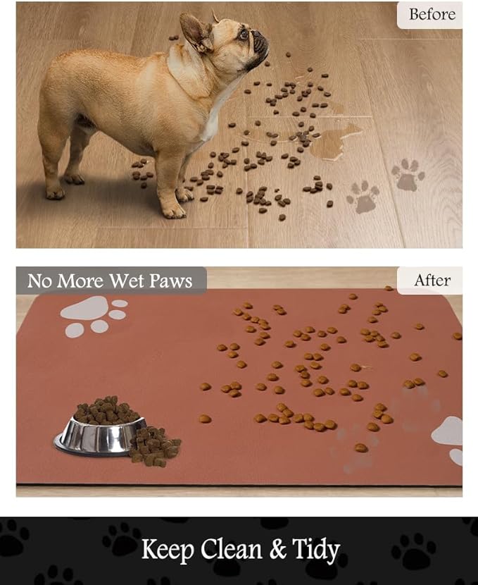 Pet Feeding Mat-Absorbent Dog Mat for Food and
