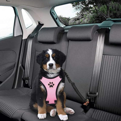 SlowTon Dog Seat Belt Harness for Car, Dog Car Harness Adjustable Mesh Breathable & Dog Seatbelt Safety Tether with Elastic Bungee for Small Medium Large Pets(Pink, Single Clip, L)