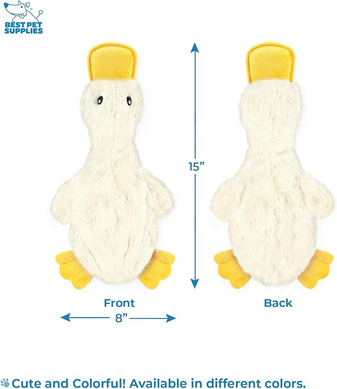 Best Pet Supplies Crinkle Dog Toy for Small, Medium, and Large Breeds, Cute No Stuffing Duck with Soft Squeaker, Fun for Indoor Puppies and Senior Pups, Plush No Mess Chew and Play - White