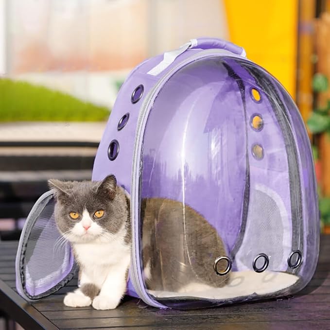 TOYSINTHEBOX Cat Backpack Carrier, Expandable Pet Bubble Backpack for Cat Small Dog Pet Travel Carrier Breathable Carrying Bag for Hiking, Travelling, Walking, Camping & Outdoor Up to 13 Lbs Purple