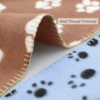 Comsmart Pet Blanket Dog Cat Soft Fleece Blankets Sleep Mat Pad Bed Cover with Paw Print for Kitten Puppy and Other Small Animals 6 Pack 39x31 Inches