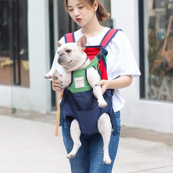 Dog Carrier Backpack, Pet Front Carrier Backpack Legs Out Dog Chest Carrier for Small Medium Dogs, Hands-Free Cat Backpack Carrier Dog Travel Backpack Airline Approved Hiking Bike Motorcycle