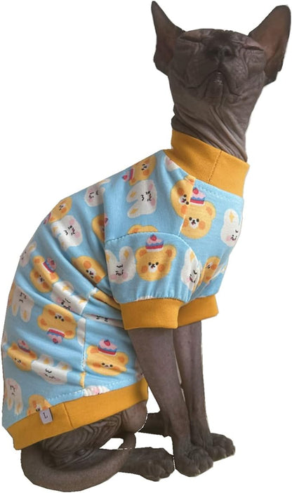 Sphynx Hairless Cat Cute Summer Cotton T-Shirts Pet Clothes 1))