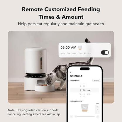 PETLIBRO Automatic Cat Feeder, 5G WiFi Automatic Dog Feeder with Freshness Preservation, 5L Timed Cat Feeder with Low Food Sensor, Up to 10 Meals Per Day, Granary Pet Feeder for Cats, White