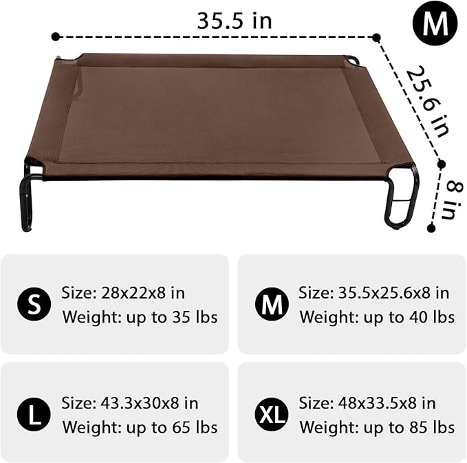 pettycare Elevated Outdoor Dog Bed 40 lbs,Brown