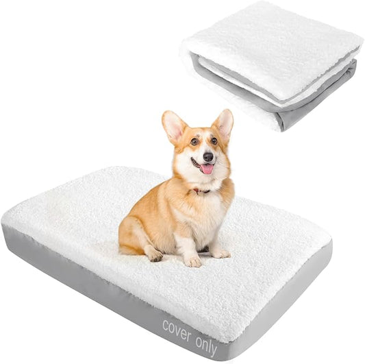 Dog Bed Covers Replacement Washable (Cover Only), Waterproof Dog Bed Covers Washable-Easy to Remove, Plush Dog Pillow Cover, Soft and Comfortable Puppy Pet Bed Cover