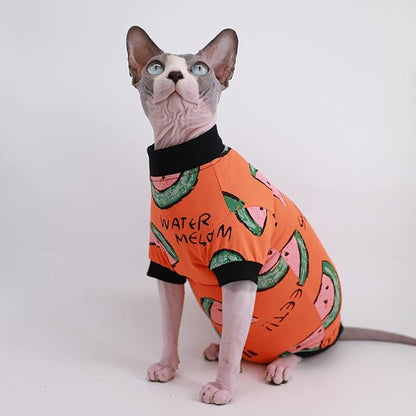 Sphynx Hairless Cat Cute Summer Cotton T-Shirts Pet Clothes 1))