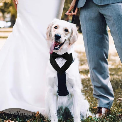 Dog Wedding Bandana, Formal Dog Tuxedo Adjustable Pet Collar with Bow, Small, Medium and Large Dog Wedding Clothing, Birthday Gifts for Dogs (Small, Black)