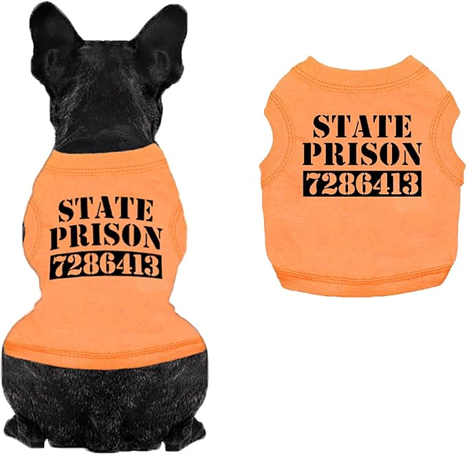 Dog Prisoner Costume,Orange Jailbird Inmate Prison Dog Outfit,Halloween Costume for Pets