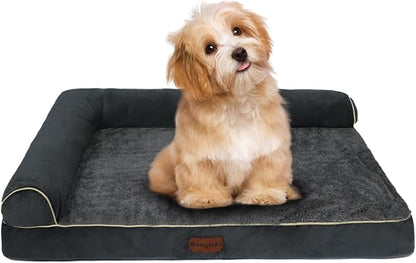 Orthopedic Dog Bed Waterproof Large Dog Bed with Removable Bolsters & Washable Cover 29" x 19" x 5" Dark