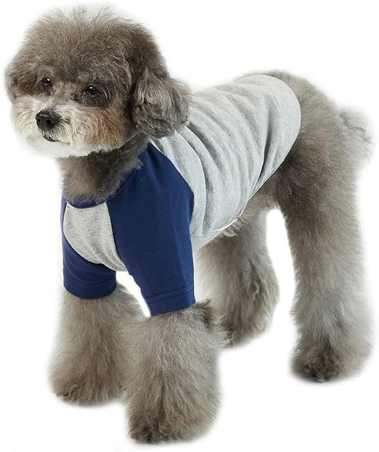 Dog Shirt for Small and Large Dogs Raglan Cotton T-Shirts Soft Breathable Dog Shirts pet Clothes Gray Series (Medium