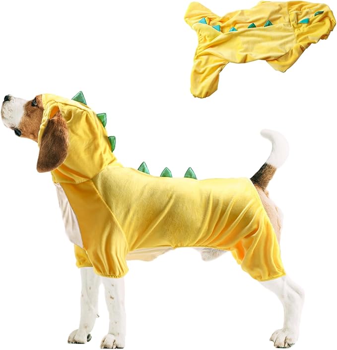 NACOCO Halloween Dog Dinosaur Costume - Pet Clothes Design Hoodie Yellow for Medium & Large Dog(Yellow, 3XL)