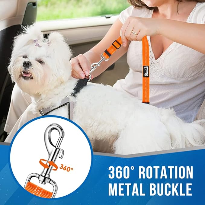 Lukovee Double Dog Seat Belt, New Dual Pet Car Headrest Restraint Safety Seatbelt No Tangle Dog Leash Duty Adjust Elastic Bungee Puppy Lead Splitter Connect Harness in Vehicle Travel for 2 Dogs (OR)