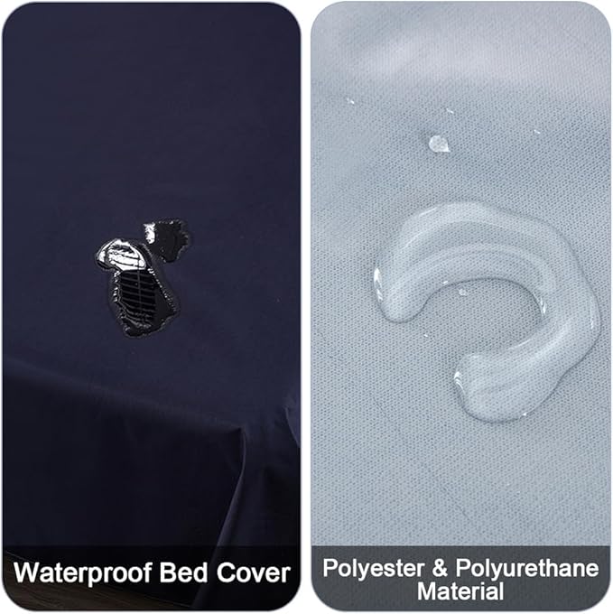 DUJUIKE Waterproof Bed Cover for Dog and Cats,Pet Hair Resistant Bed Sheet Cover, Protective Bed Liner Cover with 100% Waterproof Breathable Thin Fabric (Cal King/King 98 * 90 inch, Navy Blue)