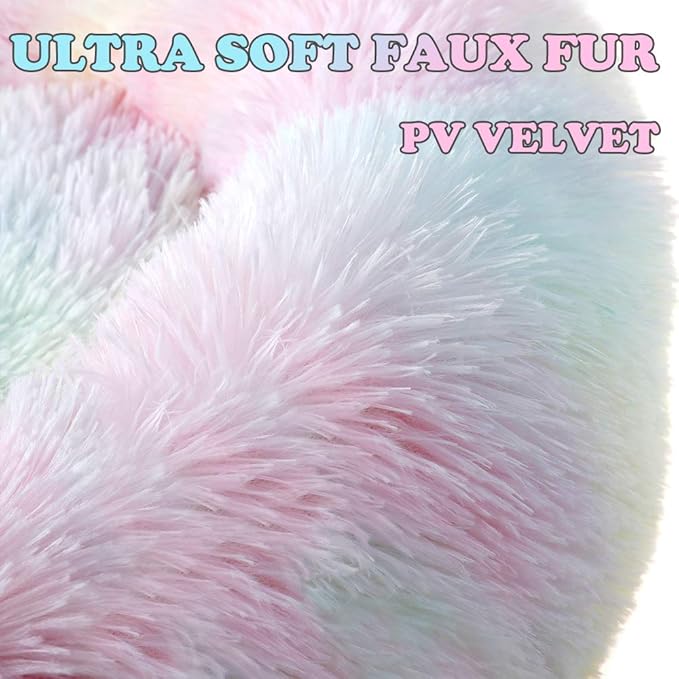 otoez Round Donut Dog Bed for Small Dogs (23.6", Rainbow)