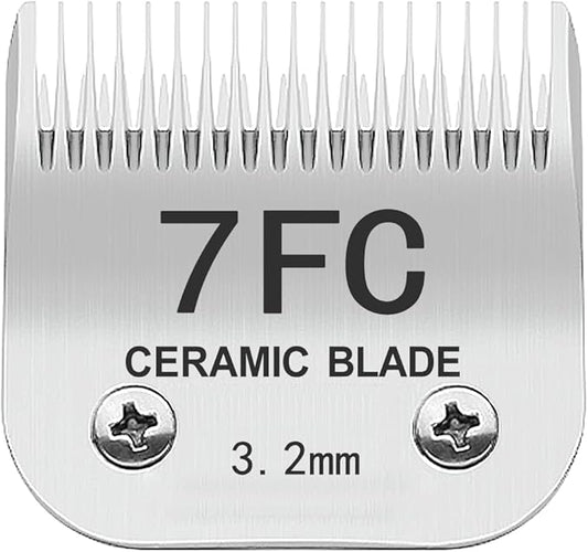 TRAH 7FC Blade Dog Grooming Clipper Replacement Blades Compatible with Andis Dog Clippers,Most A5, Wahl KM Series Clippers,Detachable Ceramic Blade,Size-7FC, 1/8-Inch Cut Length (3.2mm) Silver