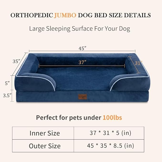 PV Washable Jumbo Dog Bed for Extra Large Dogs