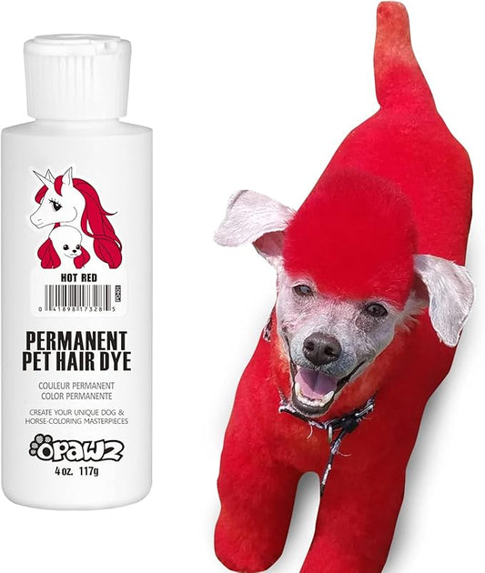 OPAWZ Permanent Dog Hair Dye, Pet Hair Dye Safely Used by Grooming Salons for a Decade, Pet Safe Dye Lasts Over 20 Washes, Bright Color for Dogs and Horses (Hot Red)