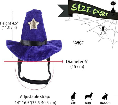 NAMSAN Pet Halloween Costumes Hat Cat Wizard Hat