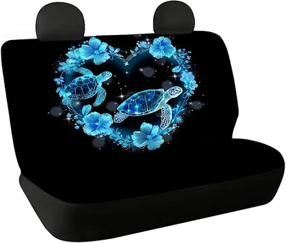 AFPANQZ Sea Turtle Print Car Rear Seat Covers 2Pcs Blue