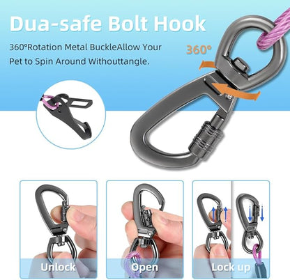 Dog Seat Belt 3-in-1 Dog seat Belt Harness for car,Chew Proof Dog Leash for Car Use,Dog Seatbelt,Steel Rope Dog car seat Belts with Clip Hook Latch & Buckle