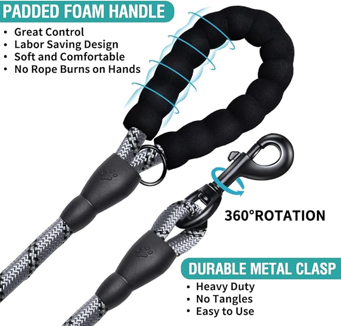 COOYOO Dog Leash 5/6 FT with Comfortable Padded