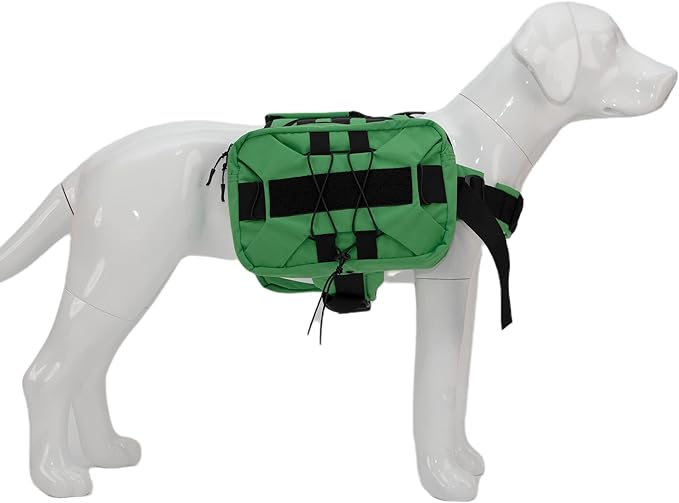 Large Dog Backpack, Outdoor Hound Saddle Bag Dog Pack with Side Pockets for Small Medium Large Dogs, Adjustable Tactical Dog Pack for Hiking, Travel, Camping, Training Green M