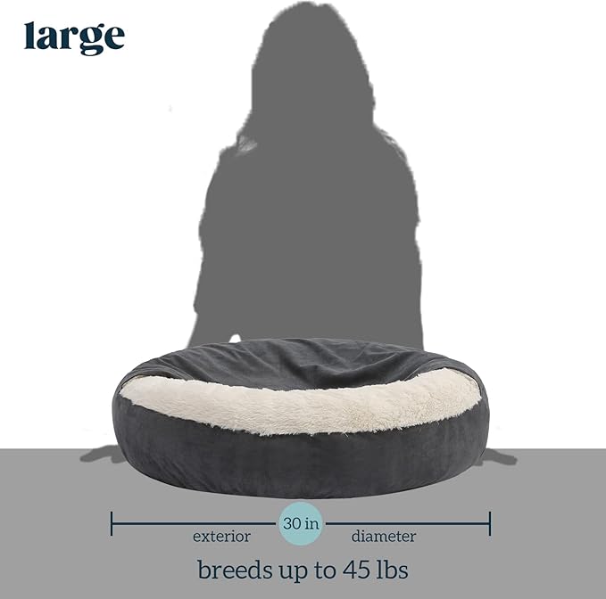 30" Medium Dog Bed for Medium Dogs Up to 45lbs - Washable Burrow Puppy Beds with Blanket Attached - Covered Dog Cave Bed with Anti-Slip Bottom - Charcoal Gray