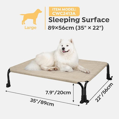 Veehoo Elevated Dog Bed 35" x 22", Beige