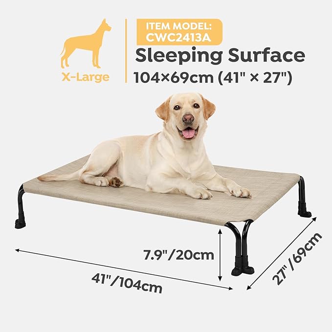 Veehoo Elevated Dog Bed 41" x 27", Beige