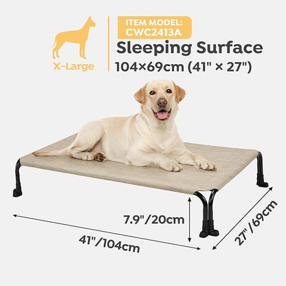 Veehoo Elevated Dog Bed 41" x 27", Beige