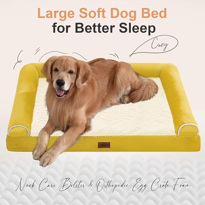 Large Dog Bed Orthopedic Washable: Jumbo Dog Bed Bolster Extra Large Dogs Egg Crate Foam Sofa Couch Waterproof Removable Cover