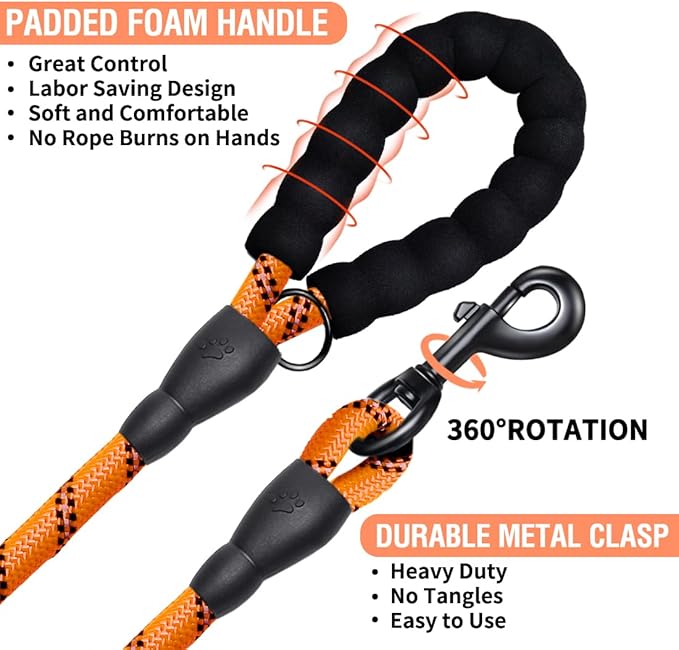 COOYOO Dog Leash 5/6 FT with Comfortable Padded