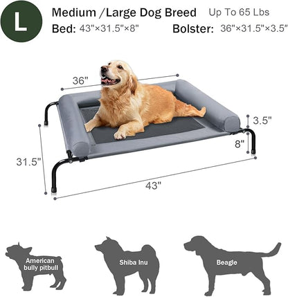 Large Elevated Dog Bed with Pillows and Ice Pack
