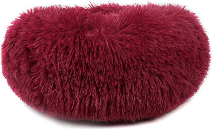 otoez Kitten Puppy Bed Extra Small XS Round Dog Cat Beds Anti Anxiety Plush Pet Calming Donut Bed with Non-Slip Waterproof Bottom (15.7", Dark