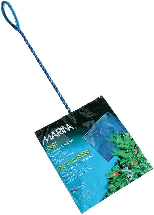 Marina Blue Fine Nylon Net with Handle, Aquarium Maintenance Tool, Blue