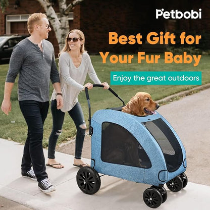 Petbobi Dog Stroller for Large Dogs 4 Rubber 2 Medium 120lbs, Blue