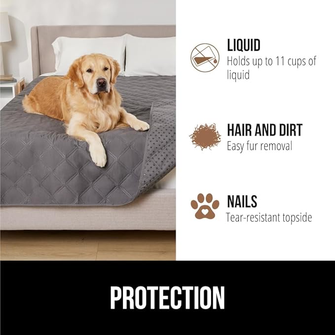 Gorilla Grip 100% Waterproof Dog Blanket 82x82, Pet Friendly Throw Essential for Large Pets, Dogs, Cats, Tear and Slip Resistant Leakproof Couch Cushion Protector Cover for Indoor Furniture, Charcoal