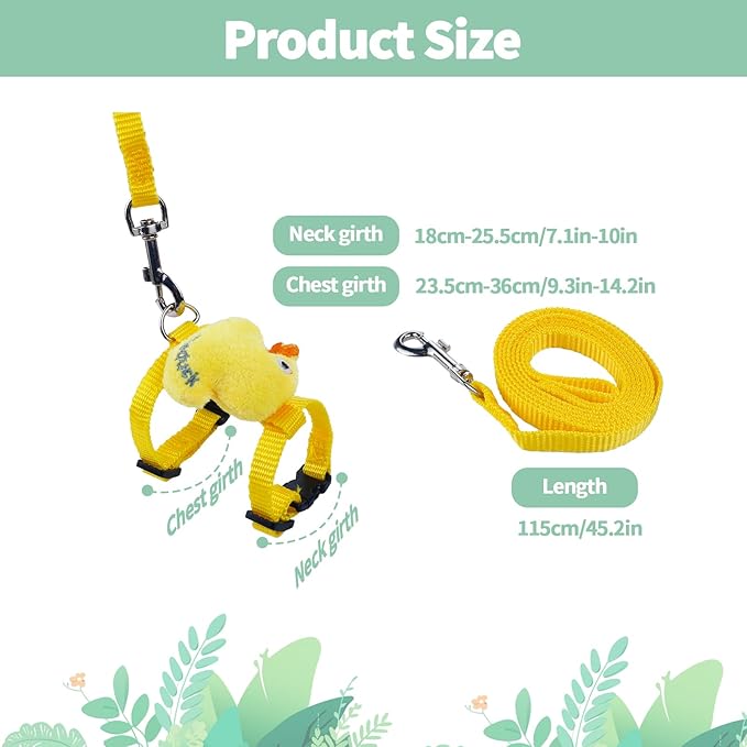 2 PCS Adjustable Rabbit Harness and Leash Set, Bunny Clothes for Rabbits, Small Pet Cute Vest Harness Leash with Decoration for Bunny Ferret Small Pets (Yellow and Red)