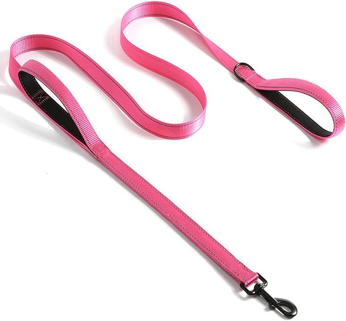 Solmoony 6FT Pink Strong Dog Leash with 2 Padded Handles 6FT)