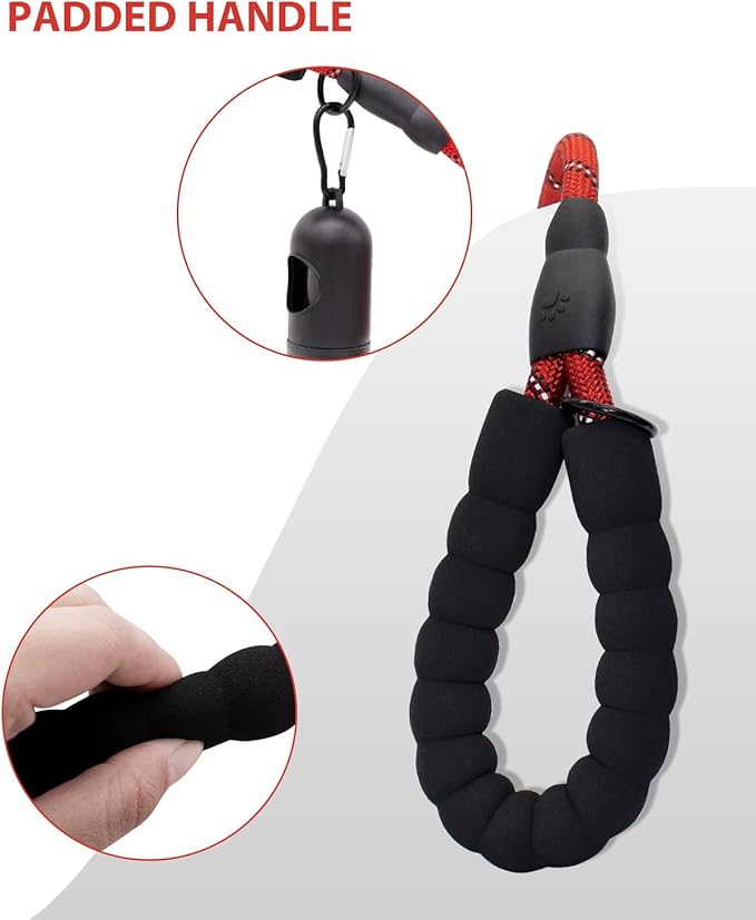 Dog Leash Heavy Duty 4/5/6FT Reflective 4'*1/2'', Red