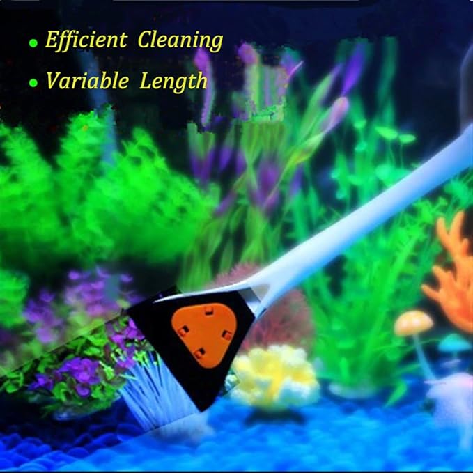 Fish Tank Cleaning Tools with Removable Long Handle, Algae Scraper, Scrubber Pads,This Aquarium Cleaners are Sturdy and Durable. (Medium)